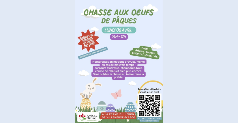 Chasse aux oeufs de Pâques à la ferme du Héron à Villeneuve d'Asq